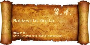 Matkovits Anita névjegykártya