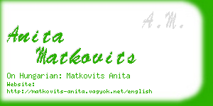 anita matkovits business card